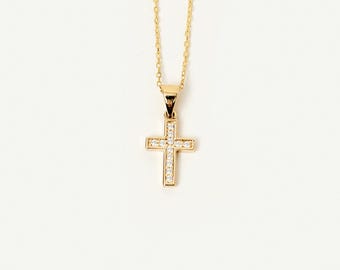 Faith Jewelry Cross Necklace, 14K Gold Dainty Pendant (Women’s)