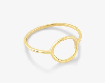 Open Circle Ring: Simple Gold Stacking Band (Sizes 5-9, 10K or 14K)