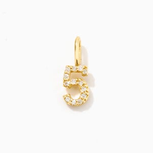 14k Solid Gold Diamond Lucky Number Pendant for Women