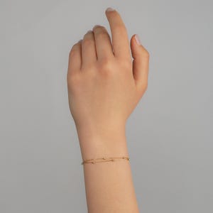 Station Bracelet: Double Strand 14K Solid Gold (Dainty Chain) image 4