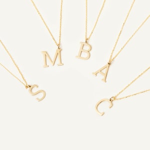 14K Solid Gold Custom Dainty Initial Necklace | Letter Pendant Alphabet Necklace for Women | 14K Real Gold Jewelry | Personalized Gift