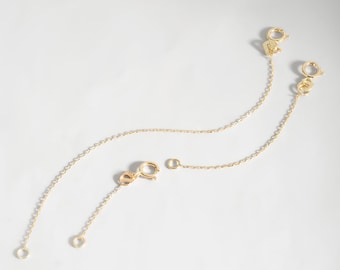 14K Solid Gold Necklace Extender: Adjustable Chain Extension