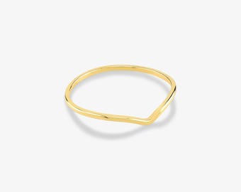 14k Solid Gold Thin Ring: Dainty Stacking Jewelry