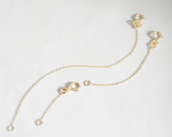 14K / 10K Solid Gold Necklace Extender: Adjustable Chain Extension