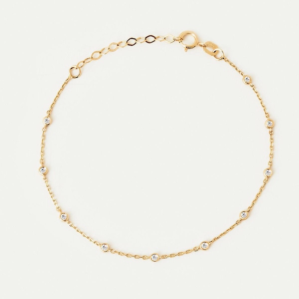 Pulsera de oro de 14k con diamantes: Engaste delicado en bisel, 0,09 ct.