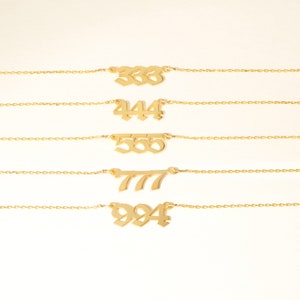 Angel Number Necklace 14K Solid Gold | 111 Necklace | 222 Necklace | 333 Necklace | 444 Necklace | 555 Necklace | 666 Necklace | 777-888-999
