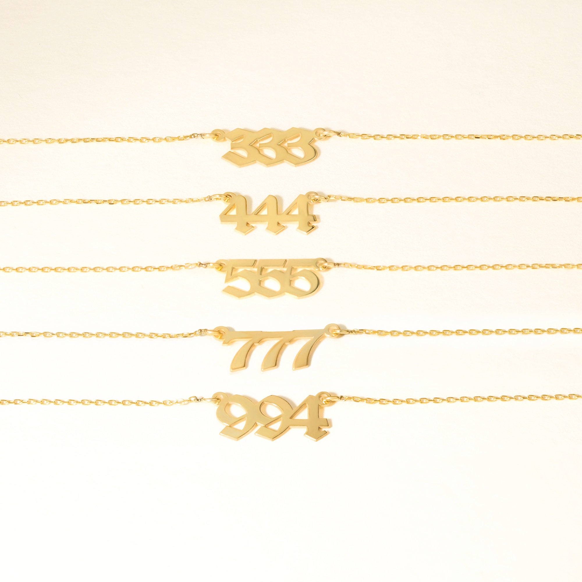 Angel Number Necklace 14K Solid Gold | 111 Necklace | 222 Necklace | 333 Necklace | 444 Necklace | 555 Necklace | 666 Necklace | 777-888-999