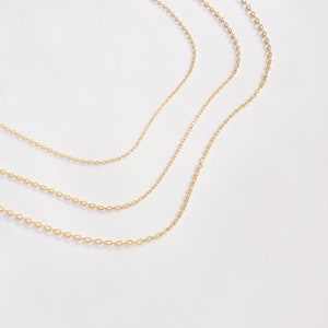 14K Solid Gold Cable Chain Necklace for Women | Layering Chain Necklace | Dainty Gold Necklace | 14k Real Gold Jewelry | Gift for Women