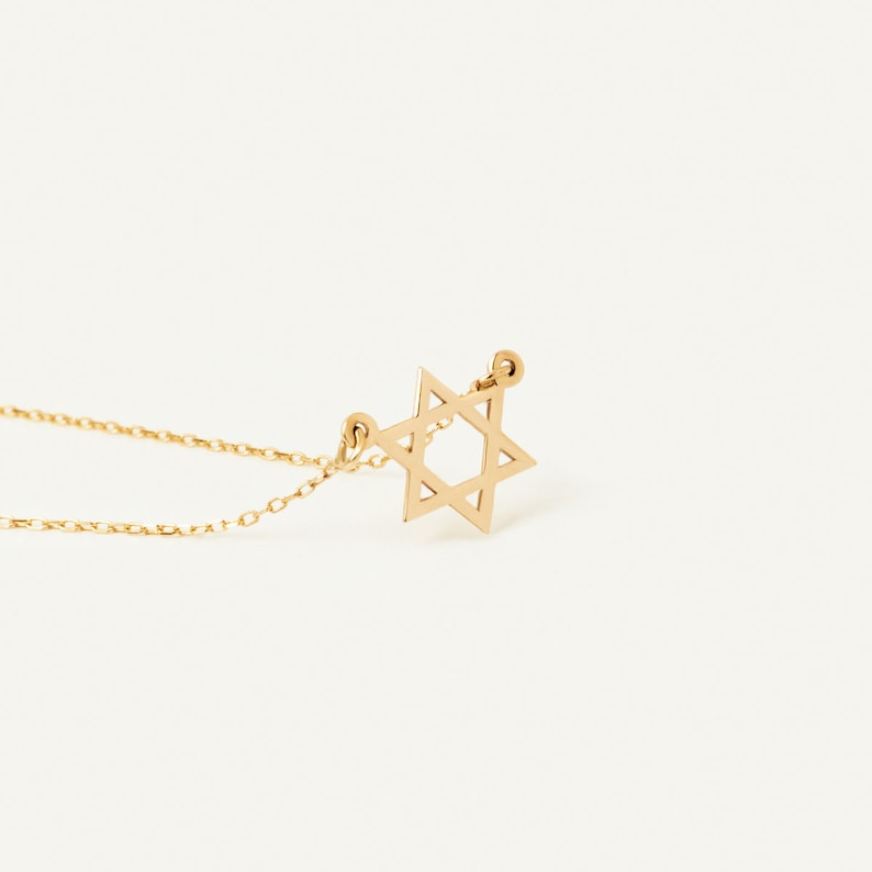 Star of David Necklace in 14K Solid Gold for Women 14K Real Gold Dainty Jewish Star Necklace Minimalist Celestial Jewelry Gift for Her image 3