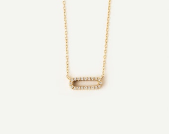 GELIN Dainty Diamond Paperclip Necklace in 14K Solid Gold