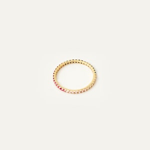 14K Solid Gold Rainbow Eternity Ring Eternity Band Ring for Women Rainbow Stone Stackable Ring 14K Real Gold Jewelry Gift for Her image 5