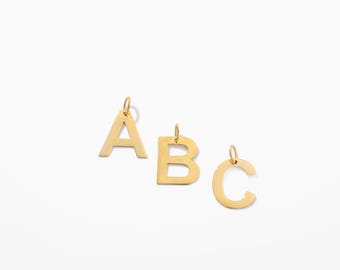 10k or 14k Solid Gold Bold Letter Charms: Personalized Letter Pendants (A to Z All Letters)