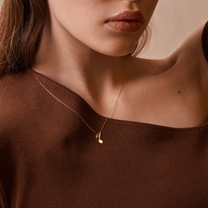 14k Gold Music Note Necklace for Women Jewelry for Musicians Gold Musical Pendant 14k Solid Gold Musical Sheet Pendant for Women image 3