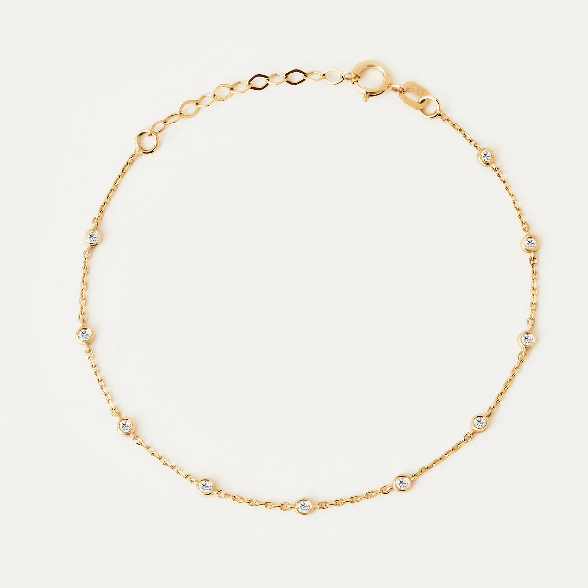 Diamond Station Bracelet | 0.09 ctw. Bezel Bracelet | 14k or 10k Gold Station Bracelet | Dainty Diamond Bracelets | Gift for Sister Birthday