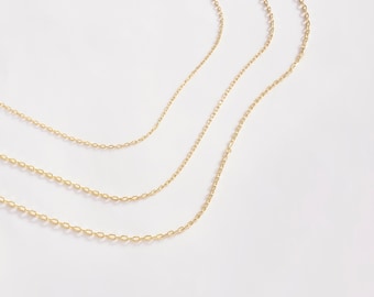 14K Solid Gold Cable Chain Necklace: Dainty Layering Jewelry