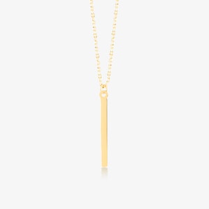Collar de barra vertical de oro macizo de 14 k - Collar con colgante de barra de oro de 14 k - Collar de barra personalizado - Collar de oro delicado para mujer