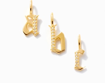Diamond Letter Charm / 14k Solid Gold Initial Pendant for Women (All Letters available)