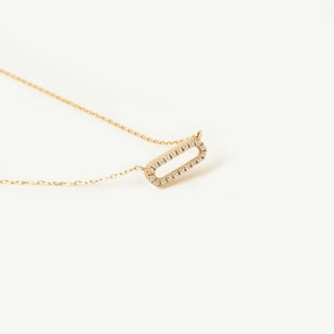 Diamond Paperclip Pendant Necklace: 14k Solid Gold, VS2 Clarity