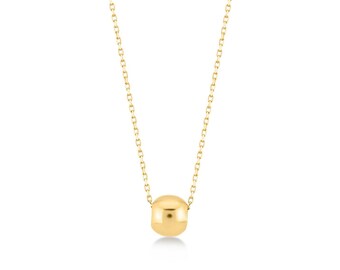14k Solid Gold Graduated Bead Necklace: Elegant Minimalist Jewelry