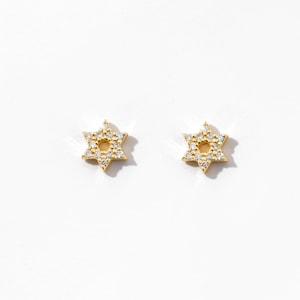 14k Solid Gold Diamond Star of David Earrings / Diamond Jewish Star Earrings / Small Diamond Studs for Women / Hanukkah Gifts