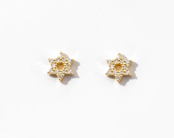 14k Gold Diamond Star of David Stud Earrings: Elegant Hanukkah Gift