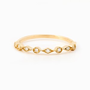 Diamond Half Eternity Band in 14K Solid Gold Art Deco Diamond Ring for Women Wedding Ring 14K Gold Jewelry Gift for Her image 4
