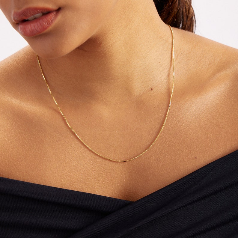 14K Solid Gold Chain Necklace Layering Necklace Box Chain, Rope Chain, Curb Chain, Wheat Chain, Cable Chain, Bead Chain Gift for Her image 7