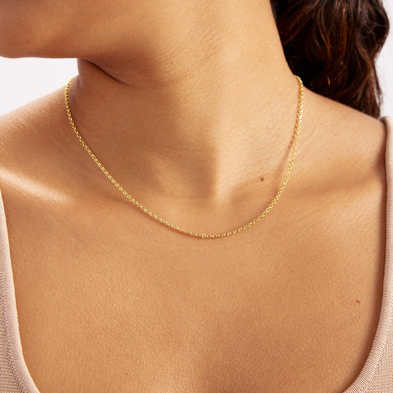 14K Solid Gold Chain Necklace Layering Necklace Box Chain, Rope Chain, Curb Chain, Wheat Chain, Cable Chain, Bead Chain Gift for Her image 6
