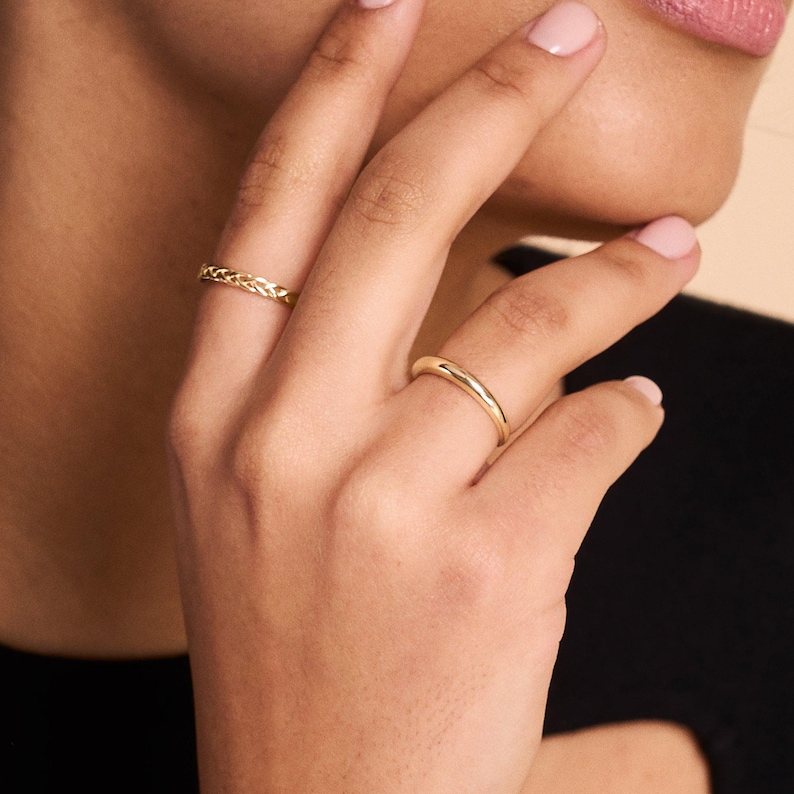 14k Solid Gold Braid Ring: Stackable Braided Band image 4