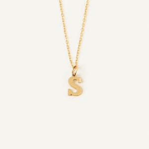 14K Massivgold Initial Halskette: Personalisierter Anfangsbuchstaben Anhänger