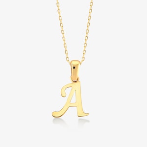 14k Solid Gold Letter Necklace 14K Gold Custom Cursive Letter Pendant Necklace Minimal 14K Gold Script Letter Charm for Women image 8