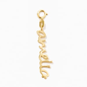 Charm prénom en or massif 14 carats | pendentifs prénom pour femme | Collier Prénom | Charms prénoms personnalisés en or 14 carats