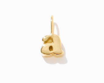 14k Solid Gold Lowercase Initial Charm: Personalized Pendant