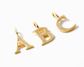 Bold Initial Charm in 14k 10k Solid Gold: Letter Jewelry