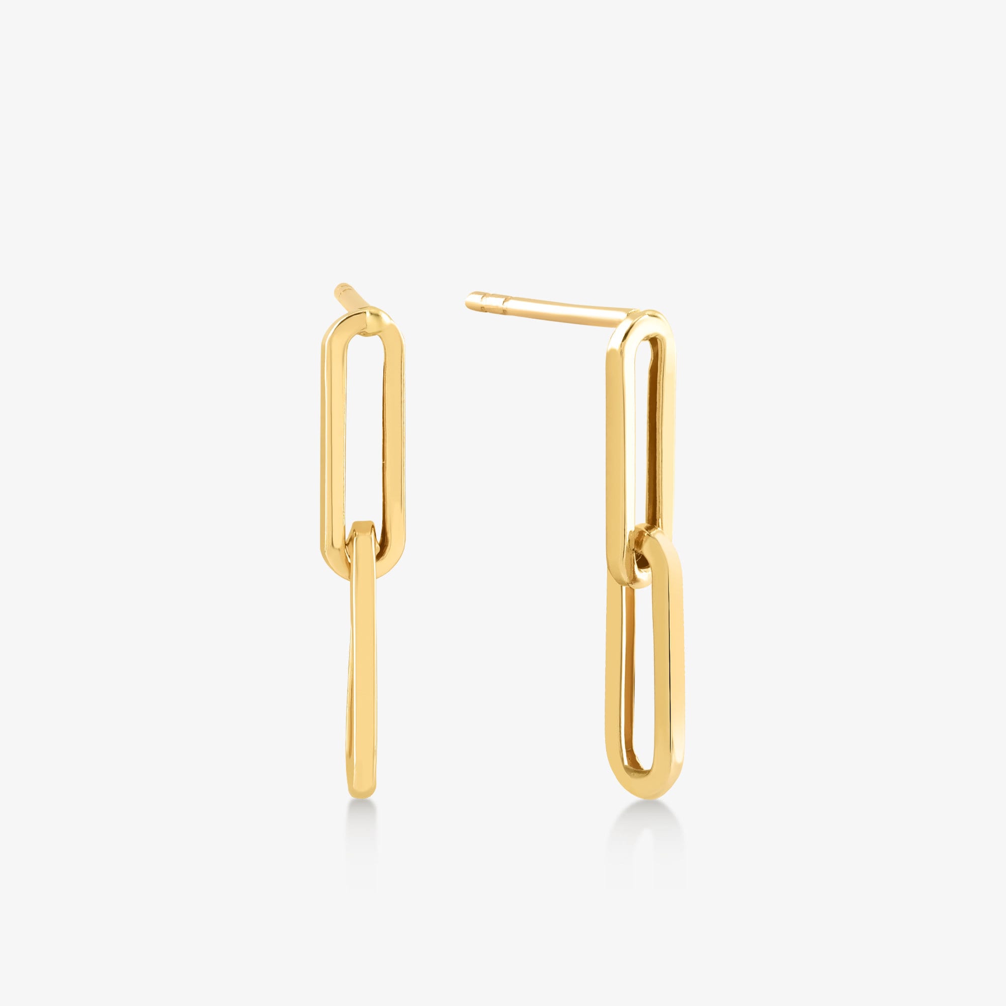 14K Solid Gold Paperclip Dangle Earrings: Modern Everyday Luxury