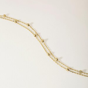 Station Bracelet: Double Strand 14K Solid Gold (Dainty Chain) image 3