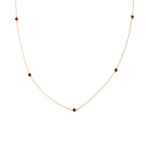 14k Solid Gold Ruby Station Necklace