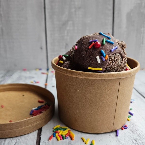 Chocolate Ice Cream Bath Fizzie with Cocoa butter shea butter truffles | bath melt | natural| eco friendly | | self care | scoop | truffle
