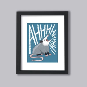 Panic Possum Print, DIGITAL DOWNLOAD, Cute Funny Animals, Pandemic, Mental Health, Screaming Possum, Trash City Woodland, Printable DIY File