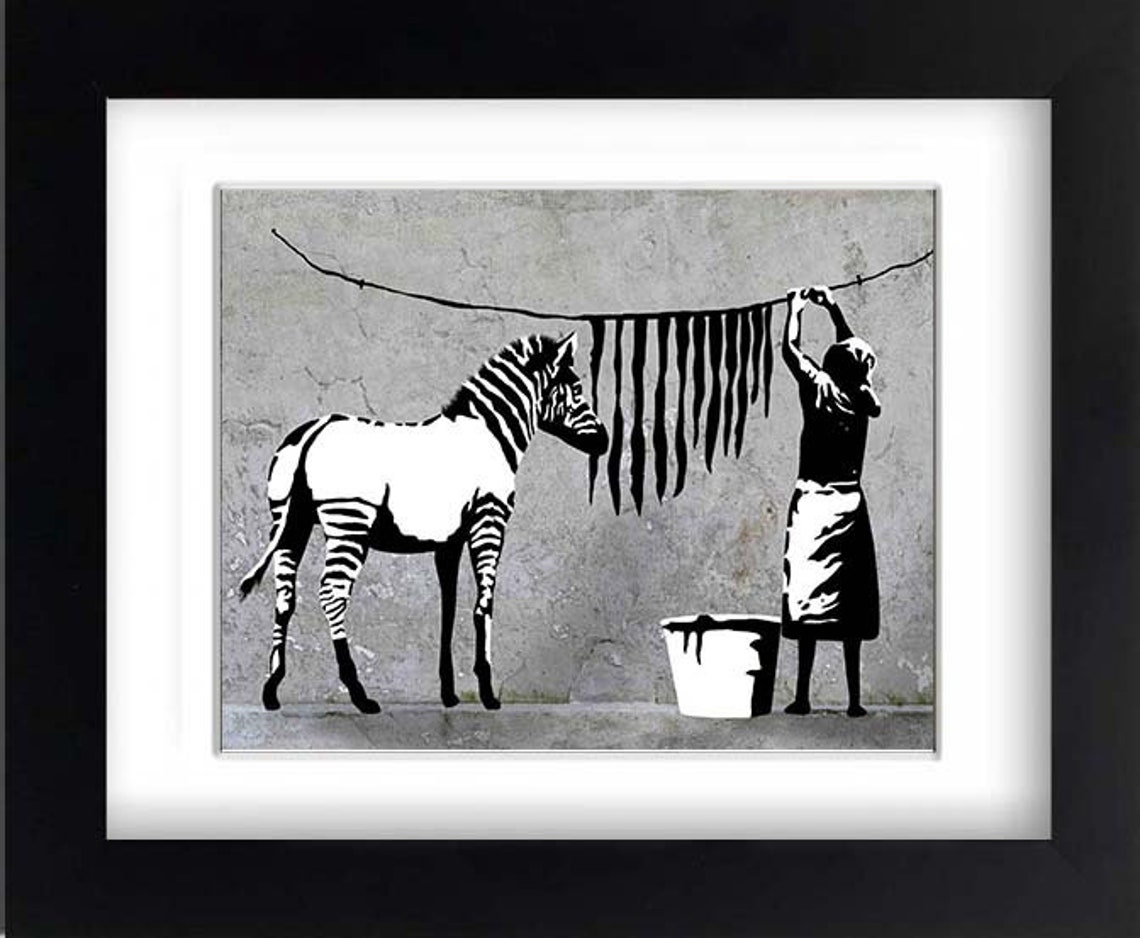 Banksy Zebra Framed Print Banksy Artwork Hanging Zebra Etsy UK