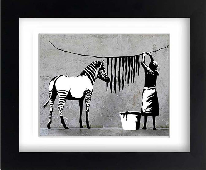 Banksy Zebra Framed Print Banksy Artwork Hanging Zebra Etsy UK