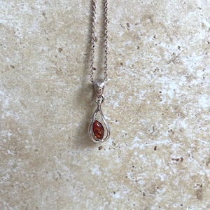 sterling silver Baltic amber pendant on chain
