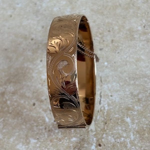 Excalibur for Harrods rolled gold engraved mid century bangle