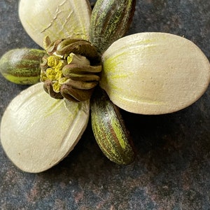 Leather vintage flower brooch