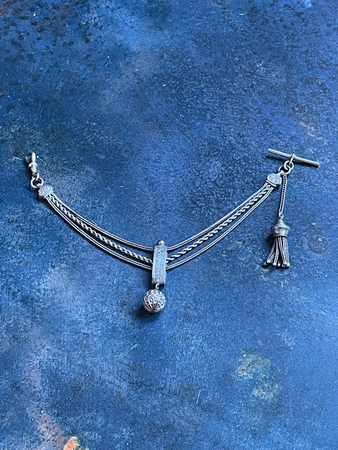 Victorian Silver Watch Chain Etsy