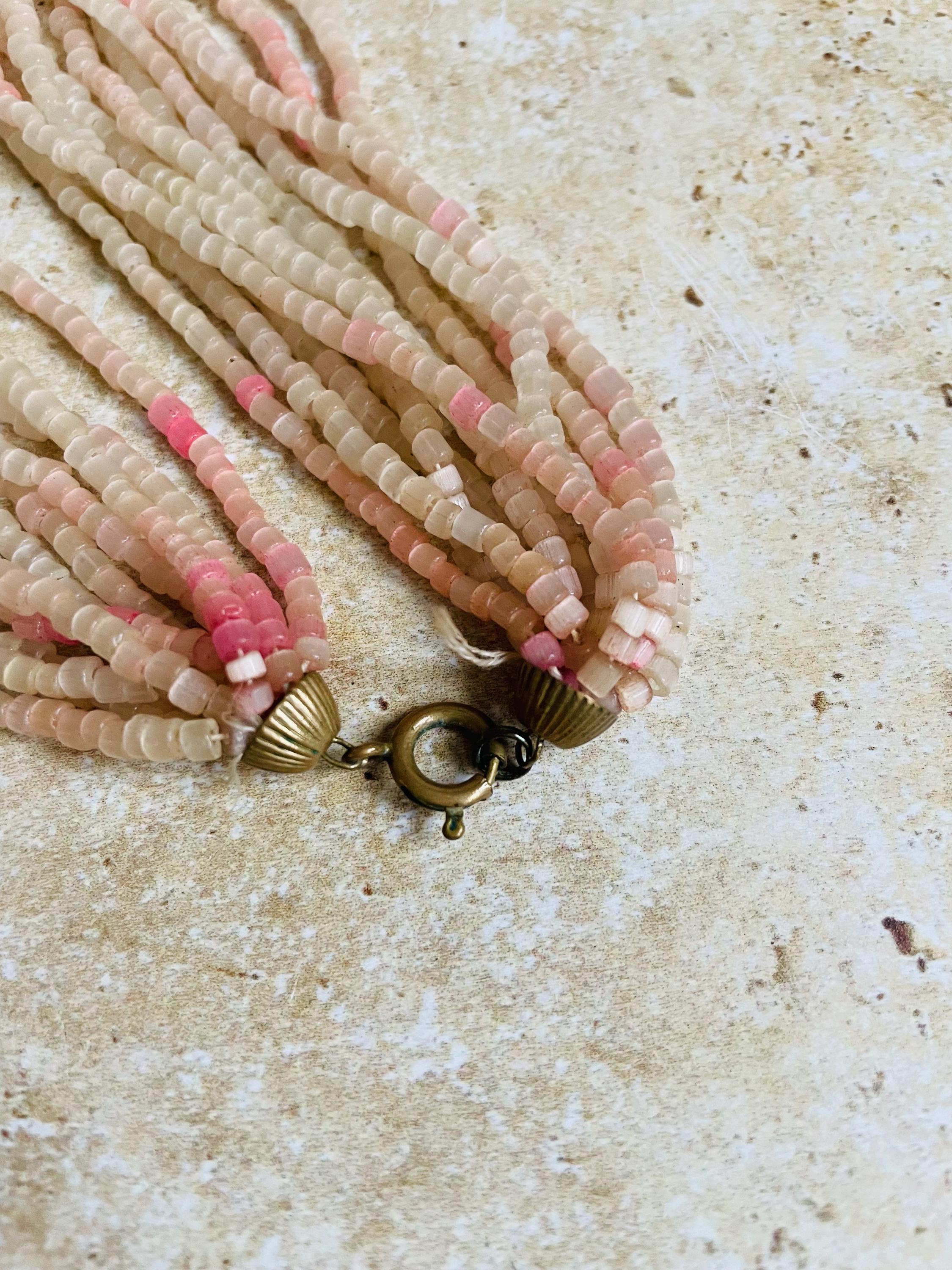 Collier Multi-Rang/Pectoral Années 2000 - Coquillages, Perles De Bois Et Verre - Occasion
