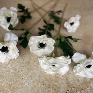 artificial silk faux white anemone stem