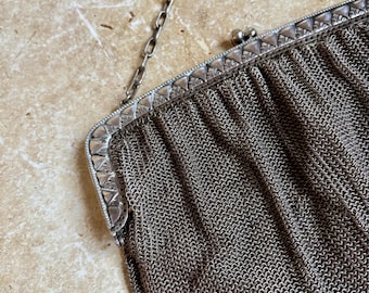 Art Deco silver mesh evening bag
