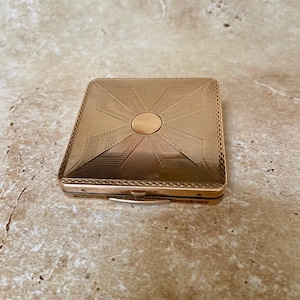 Art Deco 1930s square brass compact