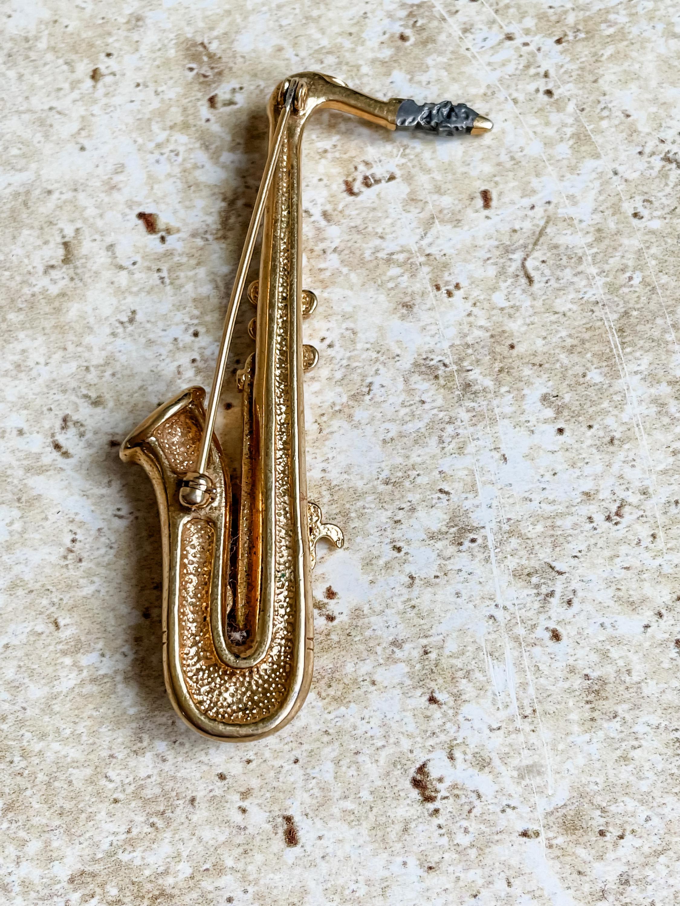 Broche Oiseau vintage en metal dore et strass Ref G765